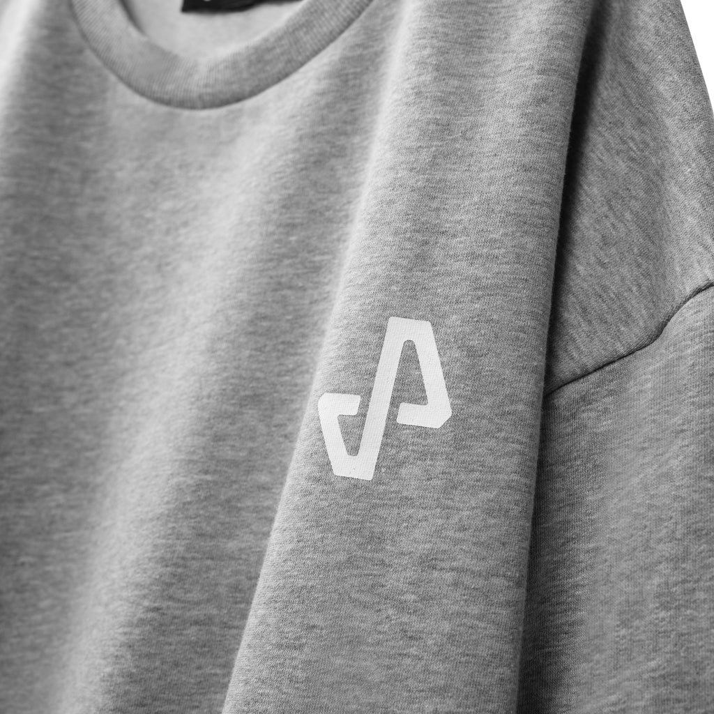 closeup of left chest of Ascend Sweatshirt with white Tempo logo
