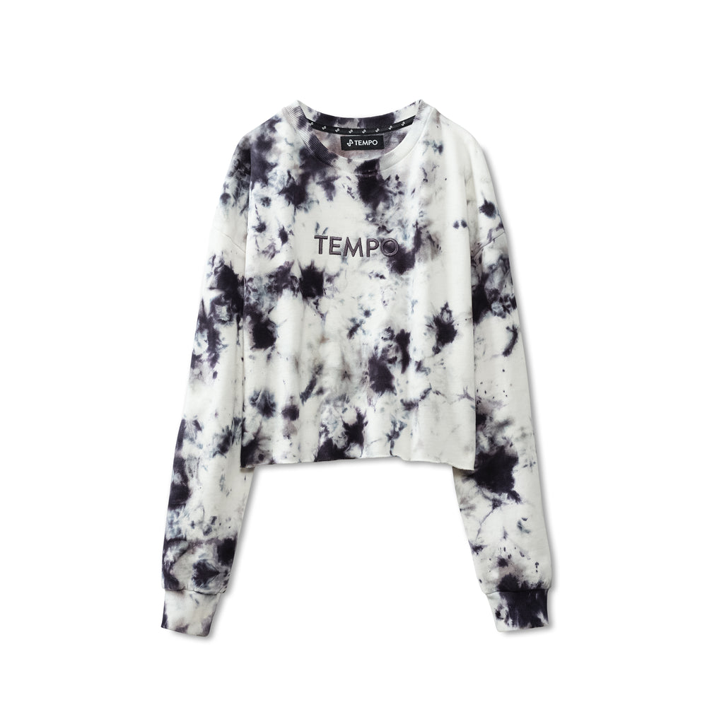front view of Ascend Tie Dye Sweatshirt with tempo logo on center chest