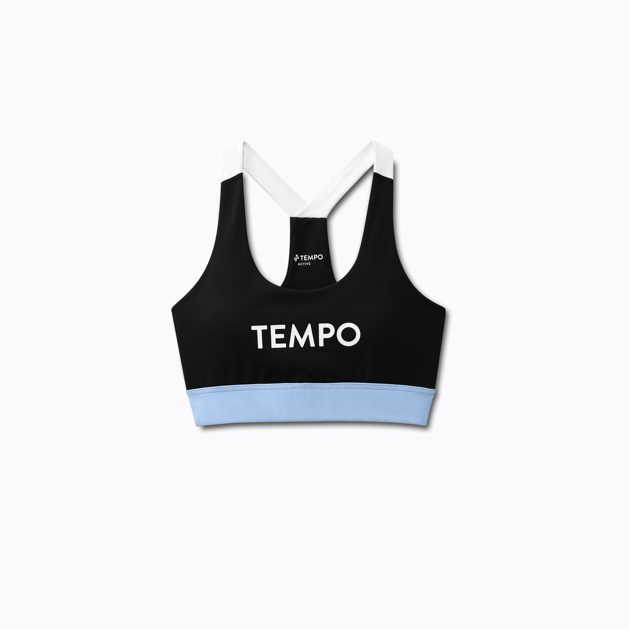 Step Up Sports Bra – Black with Light Blue – Tempo Apparel Store